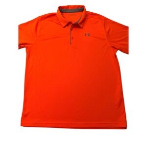 Under Armour HeatGear Polo Shirt Orange 3XLT Men Loose Fit Golf Athletic